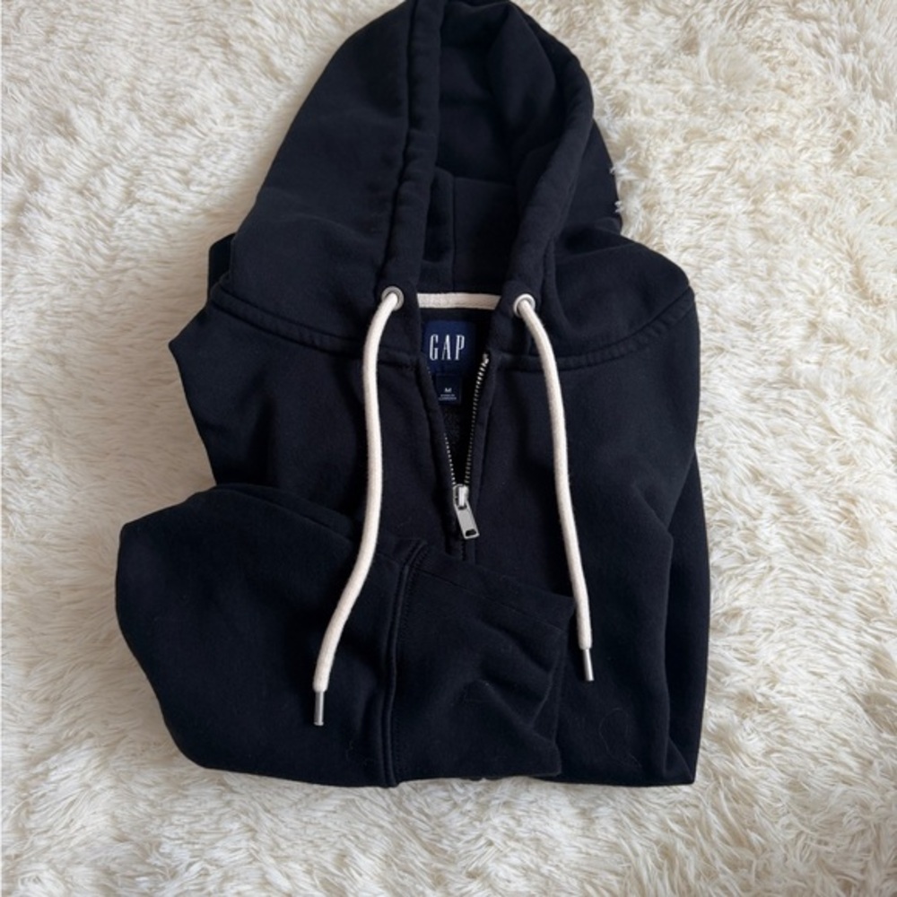 GAP Black Hoodie with White Drawstrings